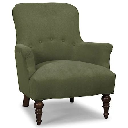 Traditional Accent Chair with Turned Legs and Buttons